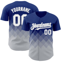 Load image into Gallery viewer, Custom Royal White-Gray 3D Gradient Square Shape Authentic Baseball Jersey