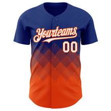 Load image into Gallery viewer, Custom Royal White-Orange 3D Gradient Square Shape Authentic Baseball Jersey