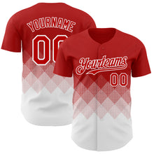 Load image into Gallery viewer, Custom Red White 3D Gradient Square Shape Authentic Baseball Jersey