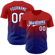 Load image into Gallery viewer, Custom Red White-Royal 3D Gradient Square Shape Authentic Baseball Jersey