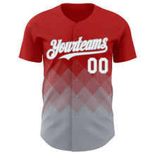 Load image into Gallery viewer, Custom Red White-Gray 3D Gradient Square Shape Authentic Baseball Jersey