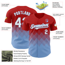 Load image into Gallery viewer, Custom Red White-Light Blue 3D Gradient Square Shape Authentic Baseball Jersey