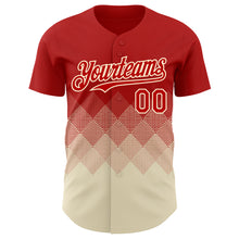 Load image into Gallery viewer, Custom Red Cream 3D Gradient Square Shape Authentic Baseball Jersey