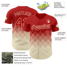 Load image into Gallery viewer, Custom Red Cream 3D Gradient Square Shape Authentic Baseball Jersey