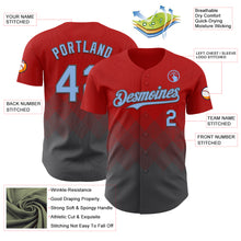 Load image into Gallery viewer, Custom Red Light Blue-Steel Gray 3D Gradient Square Shape Authentic Baseball Jersey