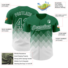 Load image into Gallery viewer, Custom Kelly Green White 3D Gradient Square Shape Authentic Baseball Jersey