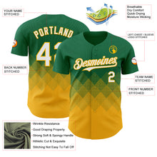 Load image into Gallery viewer, Custom Kelly Green White-Gold 3D Gradient Square Shape Authentic Baseball Jersey