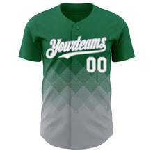 Load image into Gallery viewer, Custom Kelly Green White-Gray 3D Gradient Square Shape Authentic Baseball Jersey