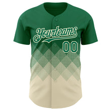 Load image into Gallery viewer, Custom Kelly Green Cream 3D Gradient Square Shape Authentic Baseball Jersey