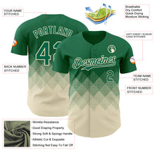 Load image into Gallery viewer, Custom Kelly Green Cream 3D Gradient Square Shape Authentic Baseball Jersey
