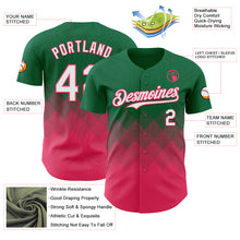 Load image into Gallery viewer, Custom Kelly Green White-Neon Pink 3D Gradient Square Shape Authentic Baseball Jersey