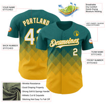 Load image into Gallery viewer, Custom Teal White-Gold 3D Gradient Square Shape Authentic Baseball Jersey