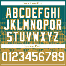 Load image into Gallery viewer, Custom Teal White-Old Gold 3D Gradient Square Shape Authentic Baseball Jersey