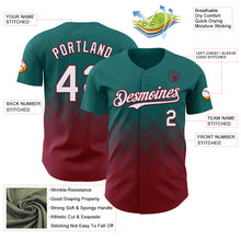 Load image into Gallery viewer, Custom Teal White-Crimson 3D Gradient Square Shape Authentic Baseball Jersey