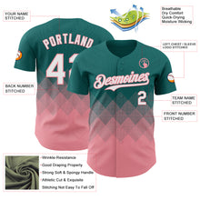 Load image into Gallery viewer, Custom Teal White-Medium Pink 3D Gradient Square Shape Authentic Baseball Jersey