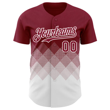 Custom Crimson White 3D Gradient Square Shape Authentic Baseball Jersey