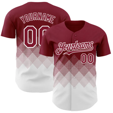 Custom Crimson White 3D Gradient Square Shape Authentic Baseball Jersey