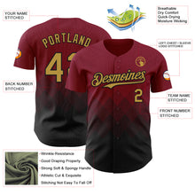 Load image into Gallery viewer, Custom Crimson Old Gold-Black 3D Gradient Square Shape Authentic Baseball Jersey