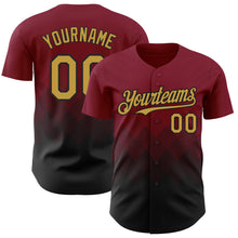 Load image into Gallery viewer, Custom Crimson Old Gold-Black 3D Gradient Square Shape Authentic Baseball Jersey