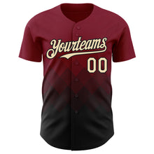 Load image into Gallery viewer, Custom Crimson Cream-Black 3D Gradient Square Shape Authentic Baseball Jersey
