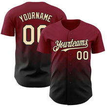 Load image into Gallery viewer, Custom Crimson Cream-Black 3D Gradient Square Shape Authentic Baseball Jersey