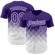 Load image into Gallery viewer, Custom Purple White 3D Gradient Square Shape Authentic Baseball Jersey