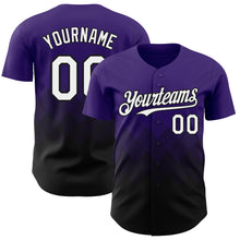 Load image into Gallery viewer, Custom Purple White-Black 3D Gradient Square Shape Authentic Baseball Jersey