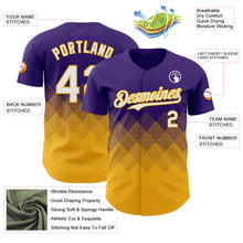Load image into Gallery viewer, Custom Purple White-Gold 3D Gradient Square Shape Authentic Baseball Jersey