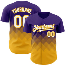 Load image into Gallery viewer, Custom Purple White-Gold 3D Gradient Square Shape Authentic Baseball Jersey