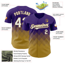 Load image into Gallery viewer, Custom Purple White-Old Gold 3D Gradient Square Shape Authentic Baseball Jersey