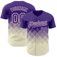 Load image into Gallery viewer, Custom Purple Cream 3D Gradient Square Shape Authentic Baseball Jersey