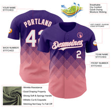 Load image into Gallery viewer, Custom Purple White-Medium Pink 3D Gradient Square Shape Authentic Baseball Jersey