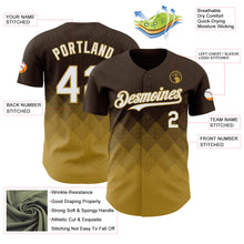 Load image into Gallery viewer, Custom Brown White-Old Gold 3D Gradient Square Shape Authentic Baseball Jersey