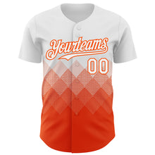 Load image into Gallery viewer, Custom White Orange 3D Gradient Square Shape Authentic Baseball Jersey