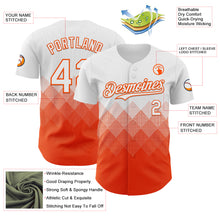 Load image into Gallery viewer, Custom White Orange 3D Gradient Square Shape Authentic Baseball Jersey