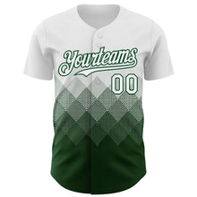 Load image into Gallery viewer, Custom White Green 3D Gradient Square Shape Authentic Baseball Jersey
