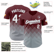 Load image into Gallery viewer, Custom Burgundy White-Gray 3D Gradient Square Shape Authentic Baseball Jersey
