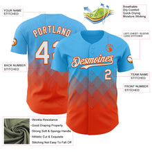 Charger l'image dans la galerie, Custom Sky Blue White-Orange 3D Gradient Square Shape Authentic Baseball Jersey