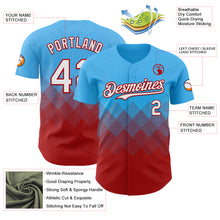 Charger l'image dans la galerie, Custom Sky Blue White-Red 3D Gradient Square Shape Authentic Baseball Jersey