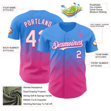 Load image into Gallery viewer, Custom Electric Blue White-Pink 3D Gradient Square Shape Authentic Baseball Jersey