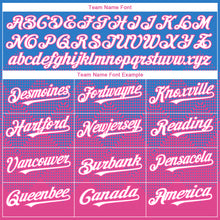 Load image into Gallery viewer, Custom Electric Blue White-Pink 3D Gradient Square Shape Authentic Baseball Jersey