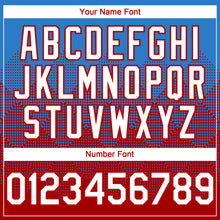 Load image into Gallery viewer, Custom Electric Blue White-Red 3D Gradient Square Shape Authentic Baseball Jersey