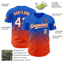 Laden Sie das Bild in den Galerie-Viewer, Custom Thunder Blue White-Orange 3D Gradient Square Shape Authentic Baseball Jersey