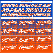 Laden Sie das Bild in den Galerie-Viewer, Custom Thunder Blue White-Orange 3D Gradient Square Shape Authentic Baseball Jersey