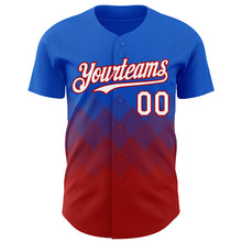 Laden Sie das Bild in den Galerie-Viewer, Custom Thunder Blue White-Red 3D Gradient Square Shape Authentic Baseball Jersey