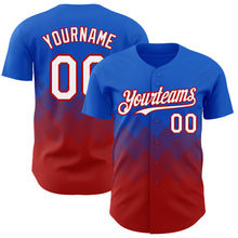 Laden Sie das Bild in den Galerie-Viewer, Custom Thunder Blue White-Red 3D Gradient Square Shape Authentic Baseball Jersey