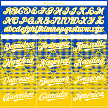 Laden Sie das Bild in den Galerie-Viewer, Custom Thunder Blue White-Yellow 3D Gradient Square Shape Authentic Baseball Jersey