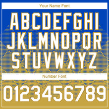 Laden Sie das Bild in den Galerie-Viewer, Custom Thunder Blue White-Old Gold 3D Gradient Square Shape Authentic Baseball Jersey
