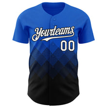 Laden Sie das Bild in den Galerie-Viewer, Custom Thunder Blue White-Black 3D Gradient Square Shape Authentic Baseball Jersey