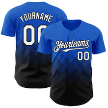 Laden Sie das Bild in den Galerie-Viewer, Custom Thunder Blue White-Black 3D Gradient Square Shape Authentic Baseball Jersey
